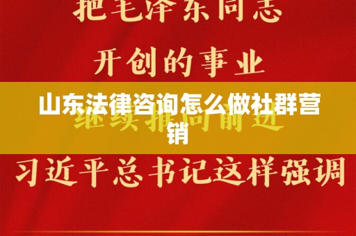 山东法律咨询怎么做社群营销