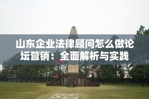 山东企业法律顾问怎么做论坛营销：全面解析与实践