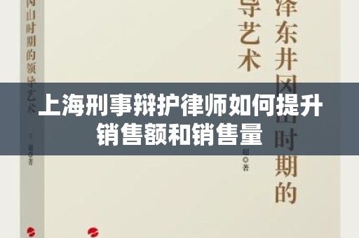 上海刑事辩护律师如何提升销售额和销售量