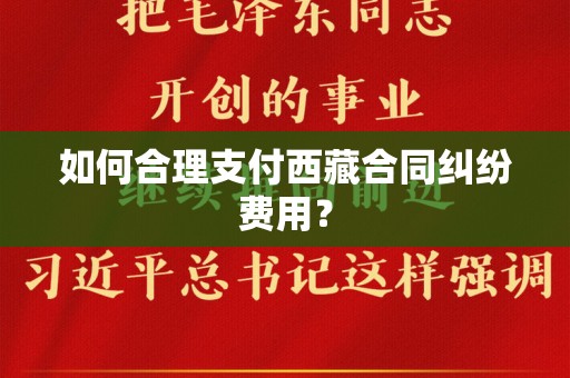 如何合理支付西藏合同纠纷费用？