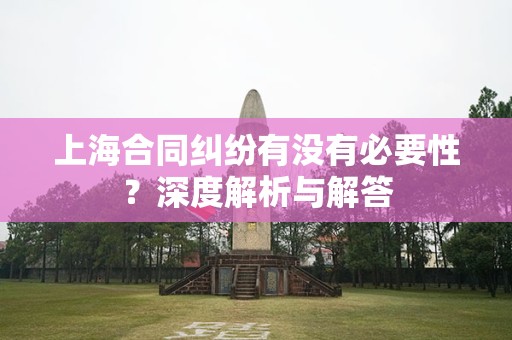 上海合同纠纷有没有必要性？深度解析与解答