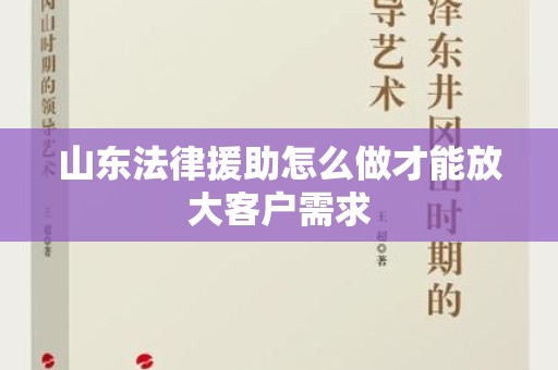 山东法律援助怎么做才能放大客户需求