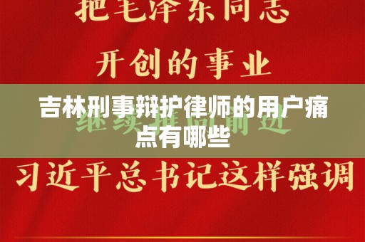 吉林刑事辩护律师的用户痛点有哪些