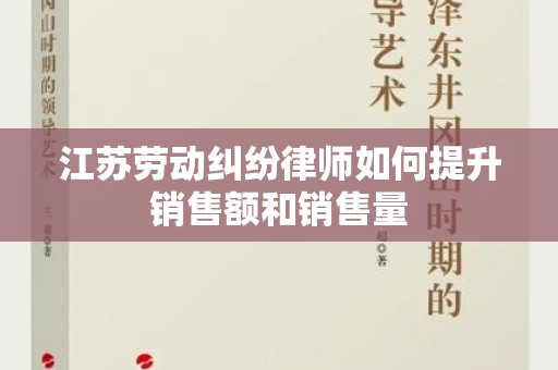 江苏劳动纠纷律师如何提升销售额和销售量