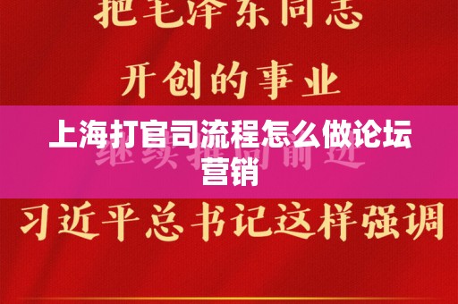 上海打官司流程怎么做论坛营销
