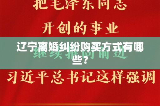 辽宁离婚纠纷购买方式有哪些？