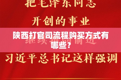 陕西打官司流程购买方式有哪些？