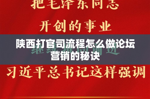陕西打官司流程怎么做论坛营销的秘诀