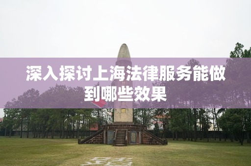 深入探讨上海法律服务能做到哪些效果