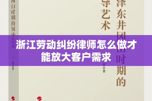 浙江劳动纠纷律师怎么做才能放大客户需求
