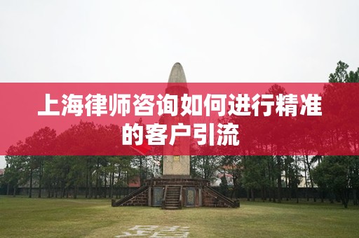 上海律师咨询如何进行精准的客户引流