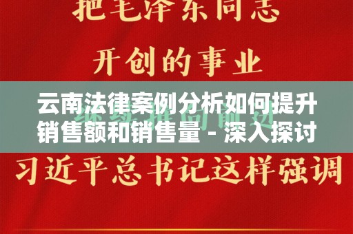 云南法律案例分析如何提升销售额和销售量 - 深入探讨