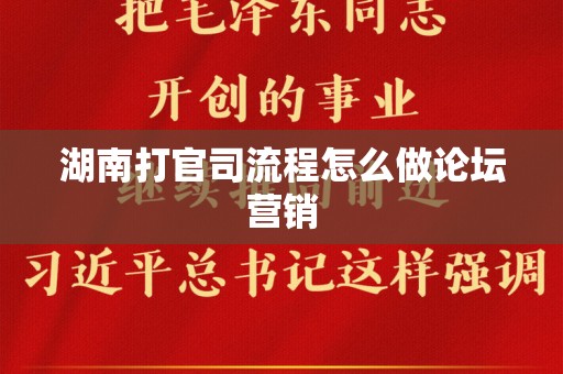 湖南打官司流程怎么做论坛营销