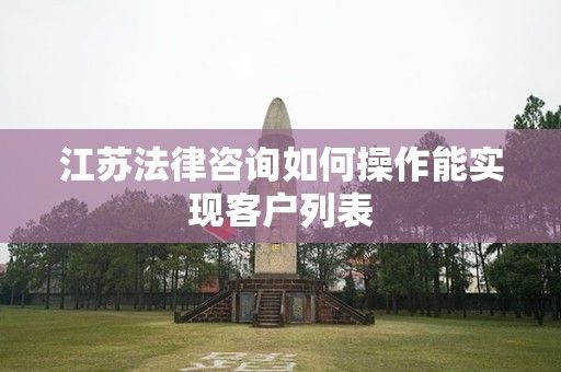 江苏法律咨询如何操作能实现客户列表