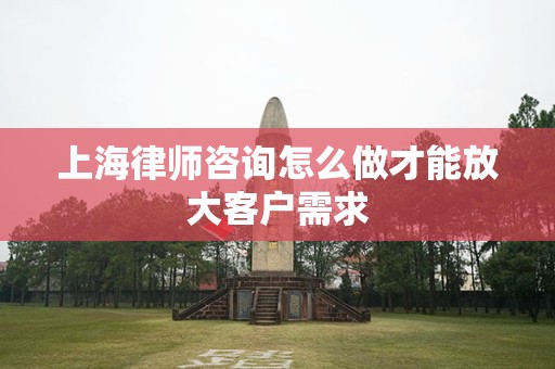 上海律师咨询怎么做才能放大客户需求