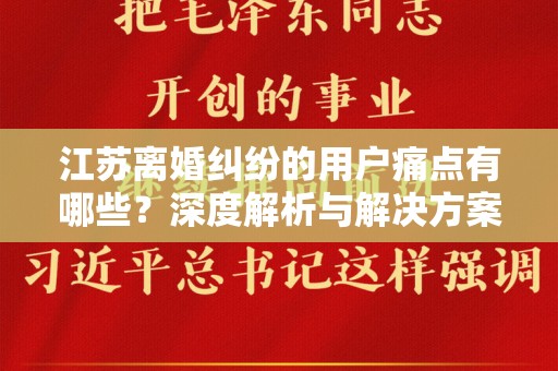 江苏离婚纠纷的用户痛点有哪些？深度解析与解决方案