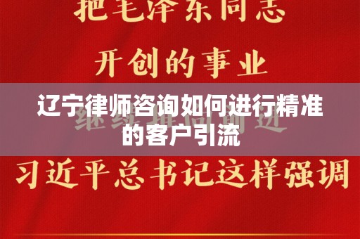 辽宁律师咨询如何进行精准的客户引流
