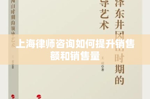 上海律师咨询如何提升销售额和销售量