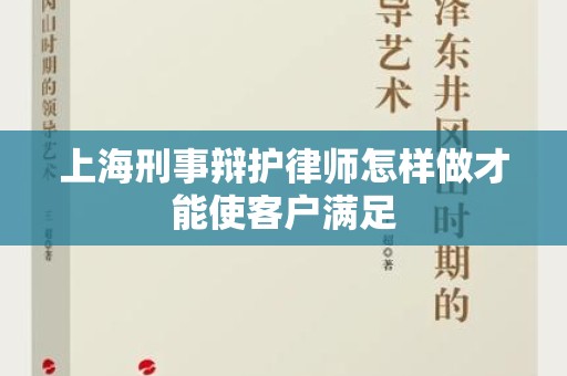 上海刑事辩护律师怎样做才能使客户满足