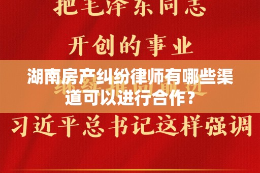 湖南房产纠纷律师有哪些渠道可以进行合作？