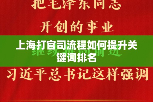上海打官司流程如何提升关键词排名