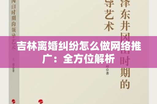 吉林离婚纠纷怎么做网络推广：全方位解析