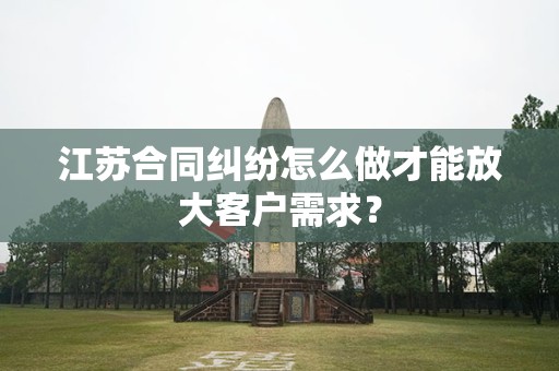 江苏合同纠纷怎么做才能放大客户需求？