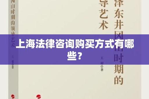 上海法律咨询购买方式有哪些？